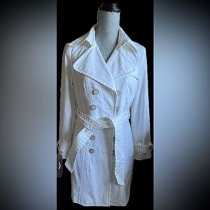 Classic Double-Breasted Trench Coat - White, Zara, Size small
